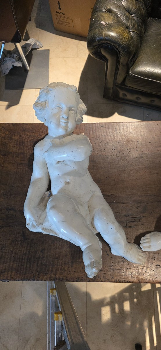  Coppia di Angeli in marmo di Carrara, epoca Barocca  -photo-3