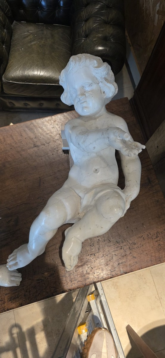  Coppia di Angeli in marmo di Carrara, epoca Barocca  -photo-4