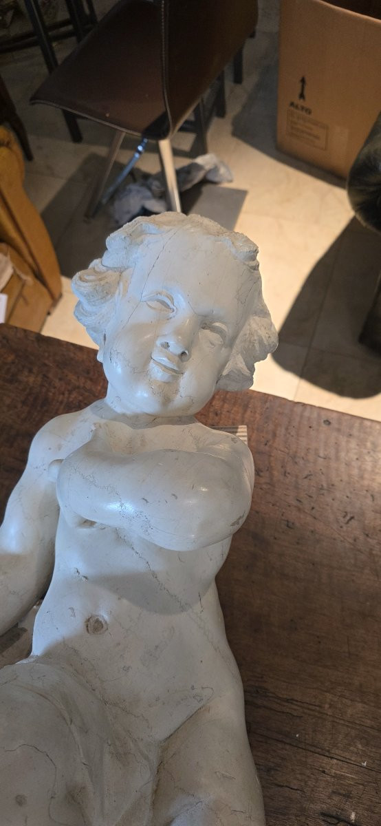  Coppia di Angeli in marmo di Carrara, epoca Barocca  -photo-2