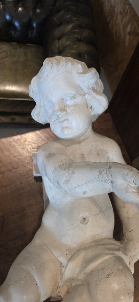  Coppia di Angeli in marmo di Carrara, epoca Barocca  -photo-3