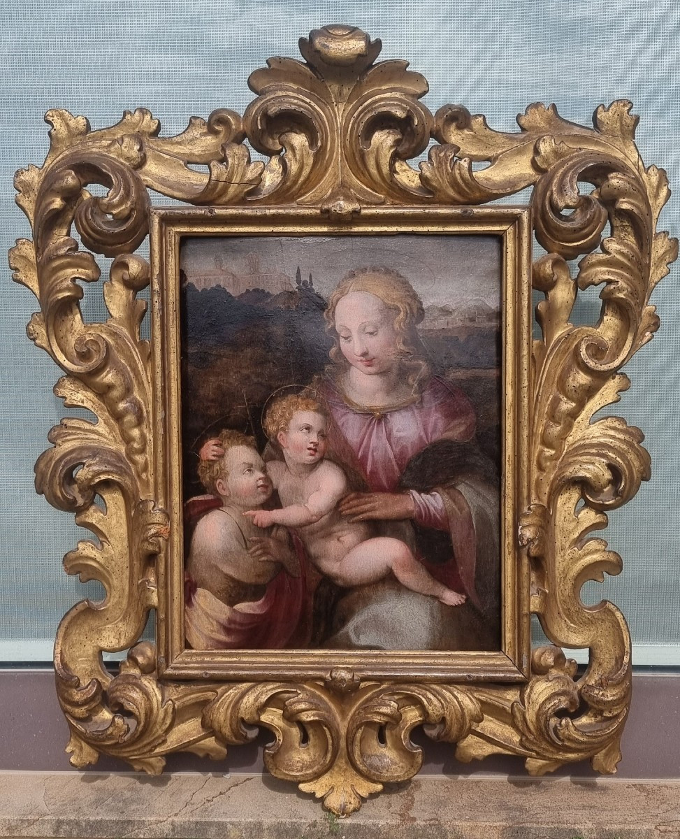 Madonna con bambino e San Giovannino, Olio su tavola, Epoca '500