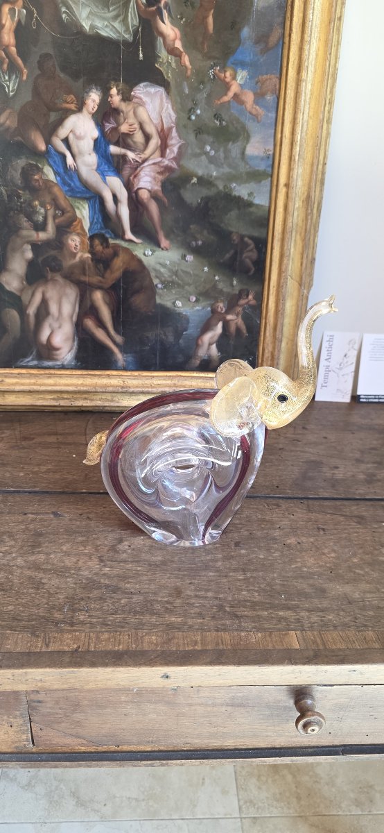 Scultura in vetro di Murano raffigurante elefante
