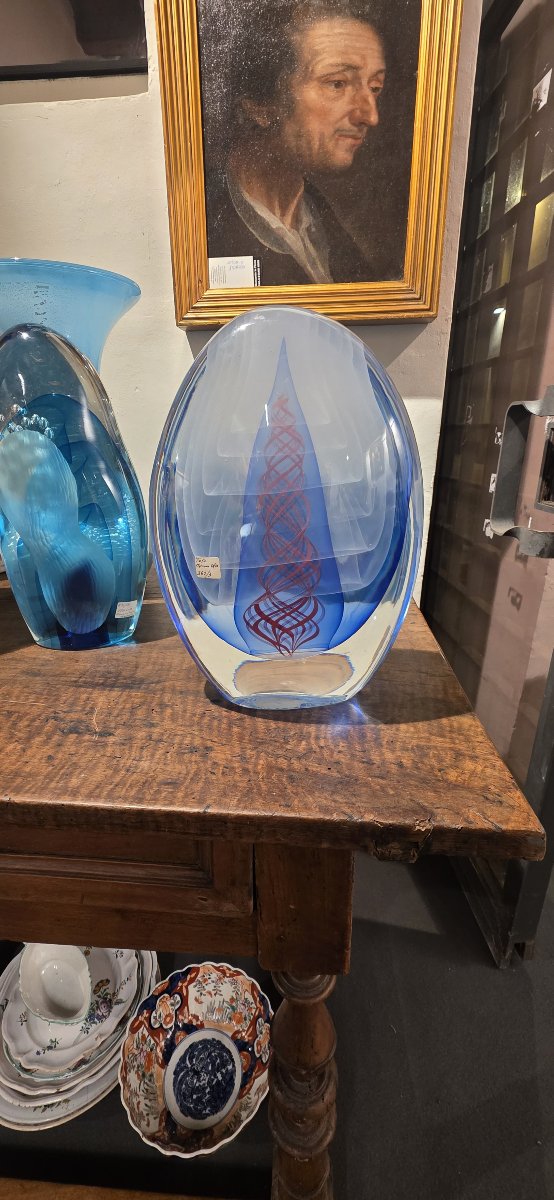 Scultura Ovale in Vetro di Murano - Toso Vetri d'Arte - Anni 1960/1970-photo-2