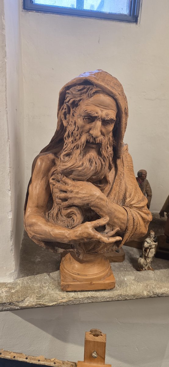 Coppia di busti in terracotta 800 - Allegorie Inverno e Autunno (Bacco)-photo-2