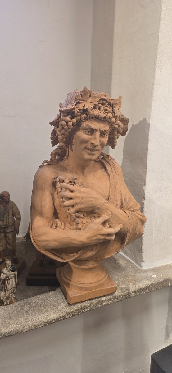Coppia di busti in terracotta 800 - Allegorie Inverno e Autunno (Bacco)-photo-4