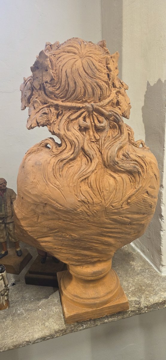 Coppia di busti in terracotta 800 - Allegorie Inverno e Autunno (Bacco)-photo-1