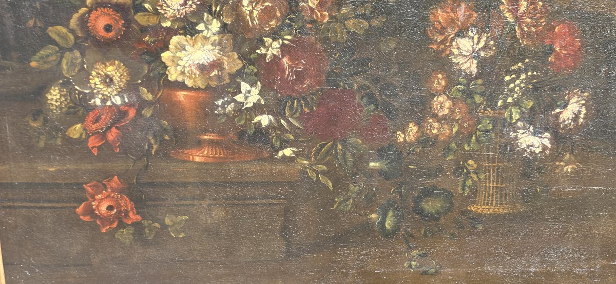 Natura morta con vaso in bronzo e cestino in vimini - Giuseppe Volò - Fine Seicento-photo-4