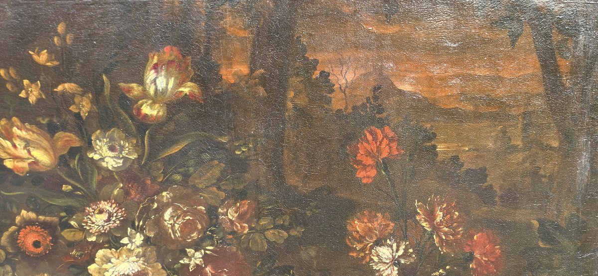 Natura morta con vaso in bronzo e cestino in vimini - Giuseppe Volò - Fine Seicento-photo-1