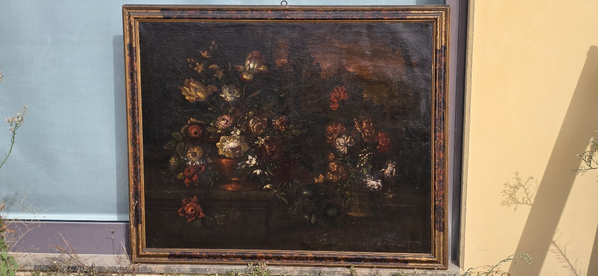 Natura morta con vaso in bronzo e cestino in vimini - Giuseppe Volò - Fine Seicento