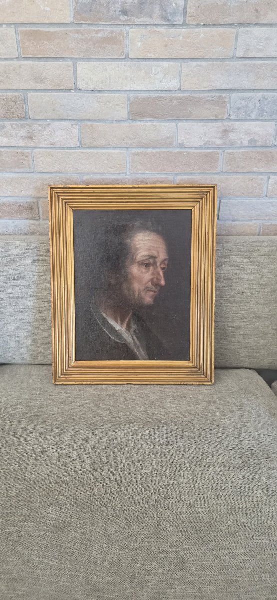 Ritratto di filosofo di profilo - Attribuito ad Antonio Amorosi (1660-1738) - Olio su tela XVII-photo-2