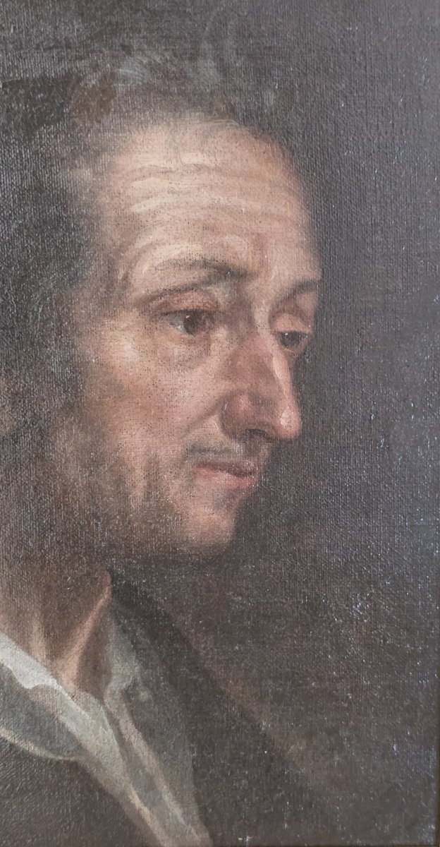 Ritratto di filosofo di profilo - Attribuito ad Antonio Amorosi (1660-1738) - Olio su tela XVII-photo-3