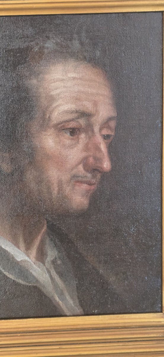 Ritratto di filosofo di profilo - Attribuito ad Antonio Amorosi (1660-1738) - Olio su tela XVII-photo-4
