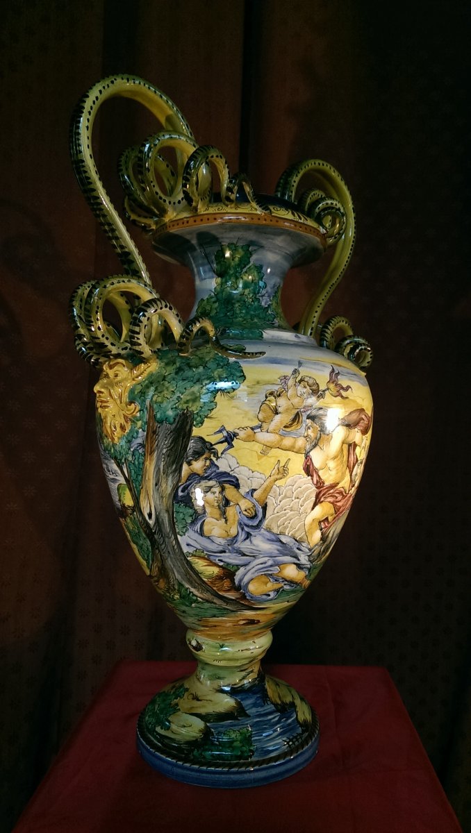 Grand Vase Peint Majolique-photo-2