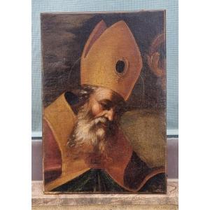 Frammento olio su tela raffigurante Santo, Epoca '600;