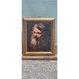Olio su tela raffigurante volto di anziano, Epoca '600