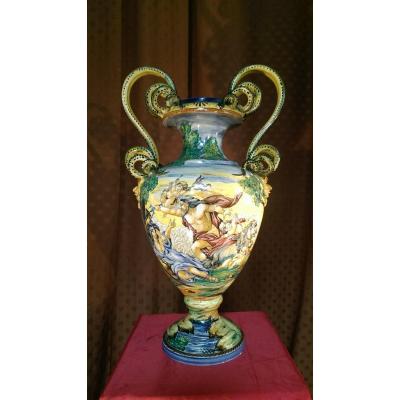 Grand Vase Peint Majolique