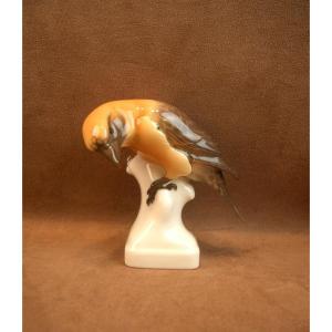 Crossbill Bird In Nymphenburg Porcelain By Theodor Karner