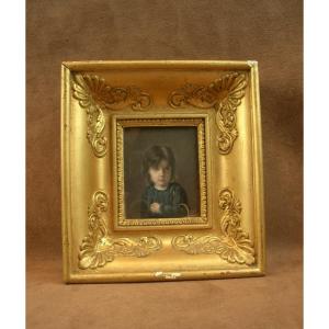 Miniature Painting Portrait Of A Little Girl By Mrs. Felix Sauvinet Circa 1820 19th Century