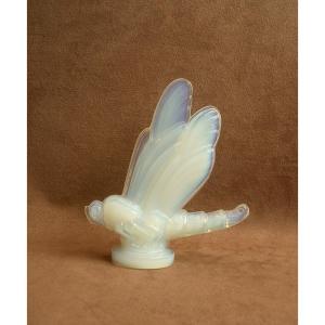 Opalescent Glass Dragonfly Mascot Signed Sabino Paris