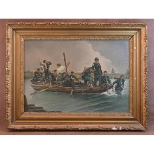 Painting, Oil On Canvas, 19th Century, Military Scene 