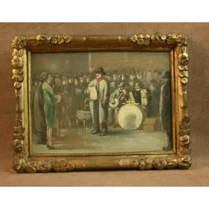 Painting, Oil On Panel, 1930s Group Of Musicians By Georges Tournon 
