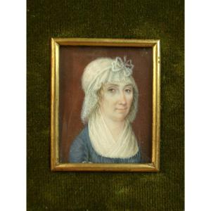 Miniature Painting, Portrait Of A Lady Of Quality From The 18th Century 