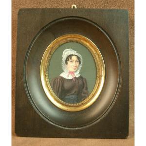 Miniature Painting, Portrait Of A Lady From The Early 19th Century
