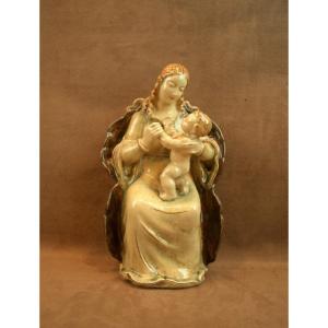 Virgin And Child Majolica Ceramics From Karlsruhe 