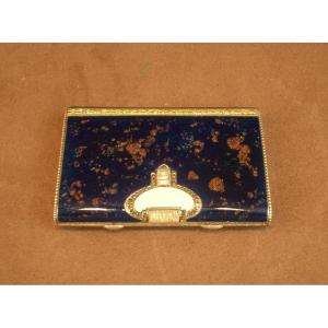 Art Deco Minaudière In Vermeil And Lapis Lazuli-style Enamel