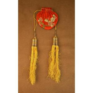 Embroidered Silk Hebao Purse, 19th Century China 