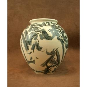 Ceramic Vase Decorated With Women. Signed Bocca Rossa And Marc Piano.