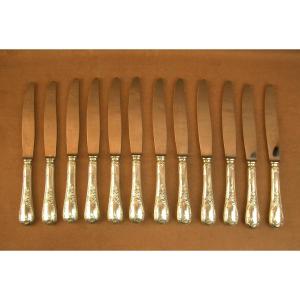 Set Of 12 Christofle Silver-plated Table Knives, Marly Pattern