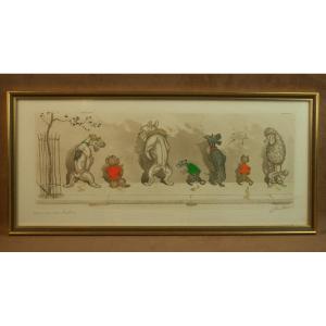Humorous Engraving Of Dogs "like Our Masters" By Arthur Boris Klein, Known As O'klein (1893-1985)