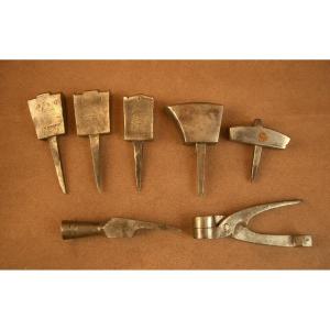 Lot Of Antique Jeweler's Tools Including 5 19th-century Anvils 