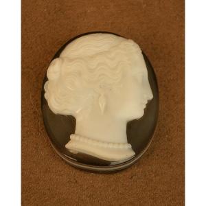 Cameo On Finely Carved Agate, Female Profile, 19th Century