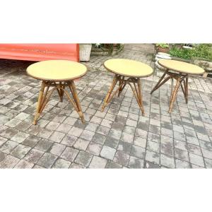 Rattan And Formica Side Tables 1960