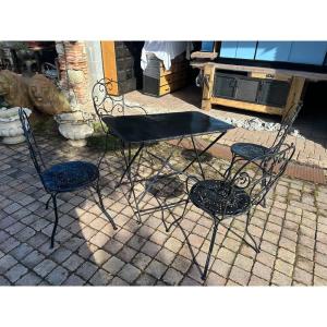 1950s Forged Garden Table And Chairs Set