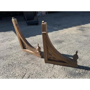 Pair Of Teak Brackets/corbels
