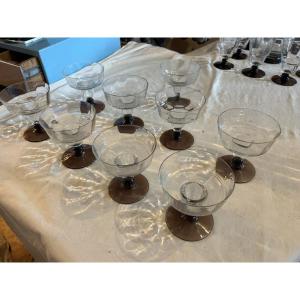 Set Of 9 Art Deco Champagne Glasses