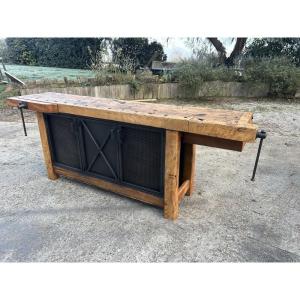 Antique Carpenter's Workbench Converted Into A Sideboard No. 1