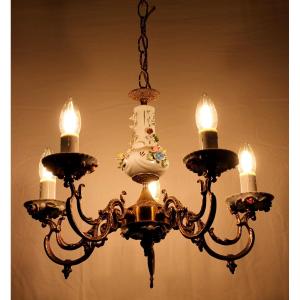 Golden Chandelier And Earthenware / Porcelain
