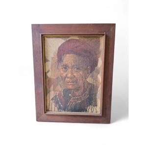 Portrait Of A Dao Man – North Vietnam - Mixed Media