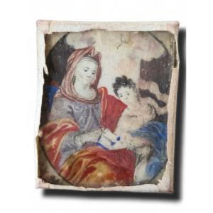 Miniature On Vellum - 18th Century - The Education Of The Virgin 