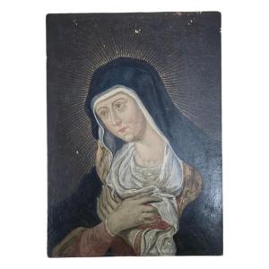 Anonymous - Flemish School - Virgin Mary - Oil Painting On Wood -