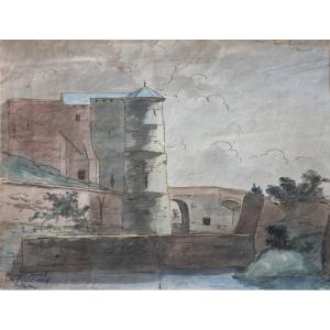 Pieter-frans De Noter (1779-1842), Heuvelpoort. Ink And Wash Drawing 