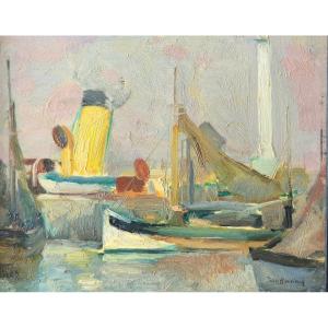 Jean Hynderick (xx) - Sailboats And Steamboat At Quay.