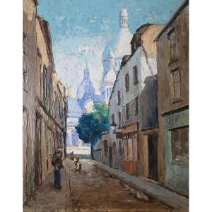 E. Charlier - 1928 - View Of Montmartre - Paris - Oil Painting On Panel