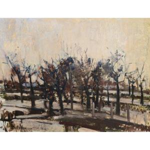 Jacques Belpaire (1908-1960) - Wooded Landscape - Figurative Abstraction