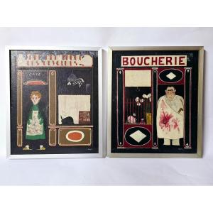 Pair Of Paintings, Naive Art. Signed And Dated Zaza 1971