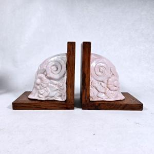 Paire De Serre Livres En Ceramique Art Déco,  Années 30